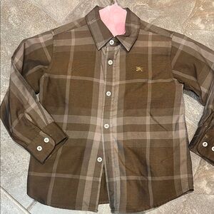 Burberry Brown Plaid Button-Up Shirt size 4